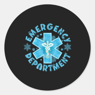 Snowflake Emergency Department Winter Er Ed Nurse  Classic Round Sticker