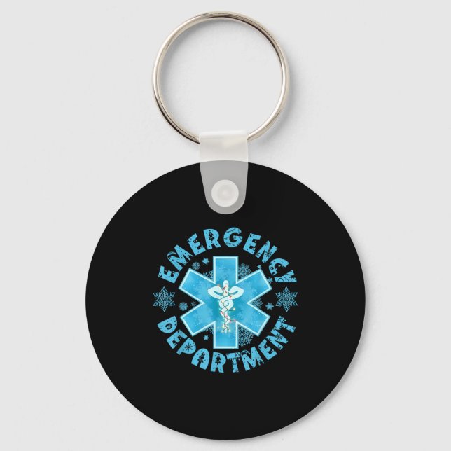 Snowflake Emergency Department Winter Er Ed Nurse  Keychain (Front)