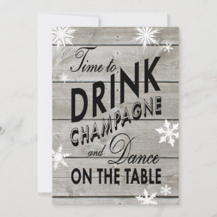 Snowflake Engagement Party Time to Drink Champagne Invitation
