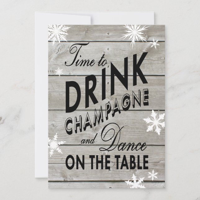 Snowflake Engagement Party Time to Drink Champagne Invitation (Front)