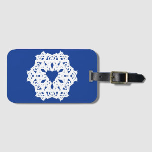 Snowflake filigree lace design luggage tag