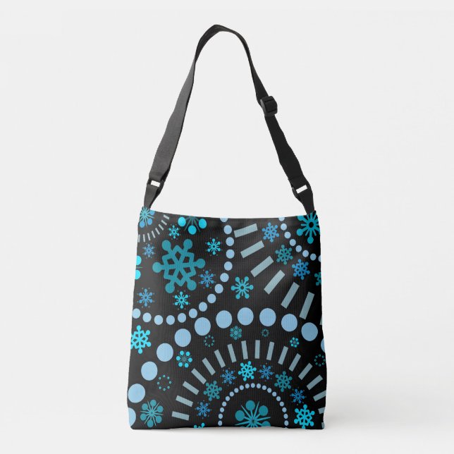 Snowflake Flurry Black Crossbody Bag (Back)