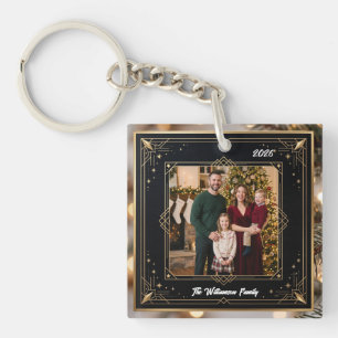 Snowflake Frame Family Photo Christmas Acrylic Key Keychain