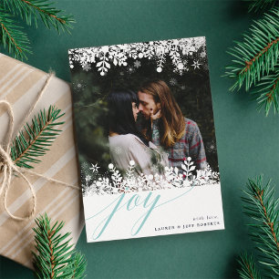 Snowflake Frame Holiday Photo Card Ice