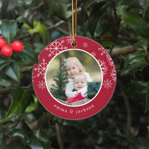 Snowflake Frame   Photo Ceramic Ornament