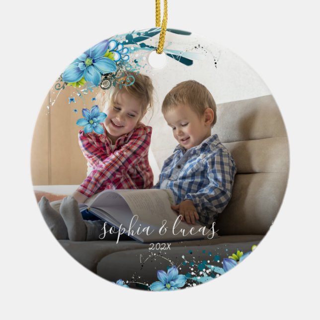 Snowflake Frame | Photo Ceramic Ornament (Front)