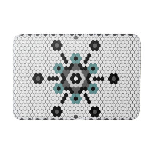 Snowflake Fun Winter Farmhouse Tile Pattern Bath Mat
