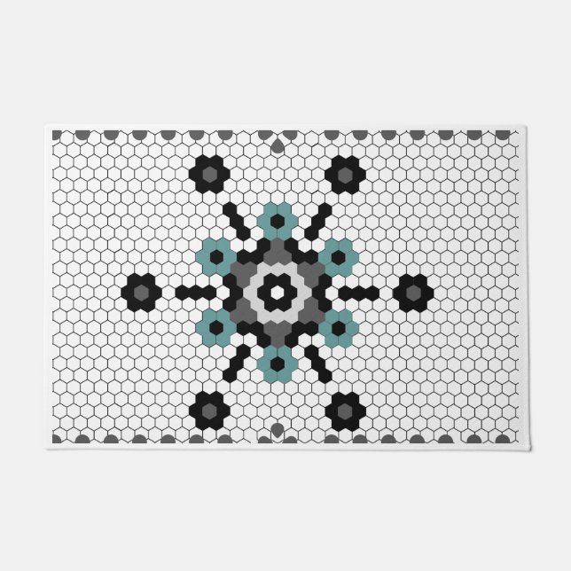 Snowflake Fun Winter Farmhouse Tile Pattern Doormat (Front)