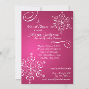 Snowflake Fuschia Bridal Shower Invitation