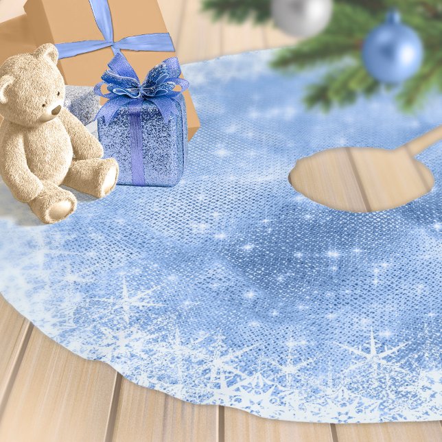 Snowflake Glitter and Shine Blue ID671 Brushed Polyester Tree Skirt (Creator Uploaded)