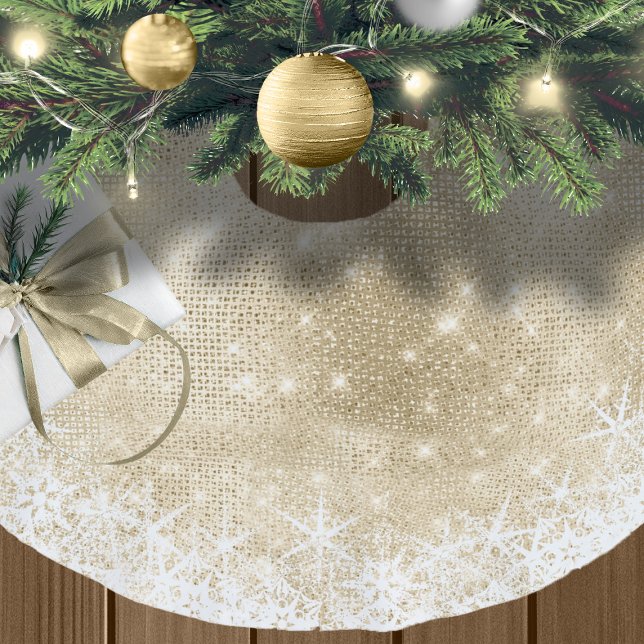 Snowflake Glitter and Shine Gold ID671 Brushed Polyester Tree Skirt (Creator Uploaded)