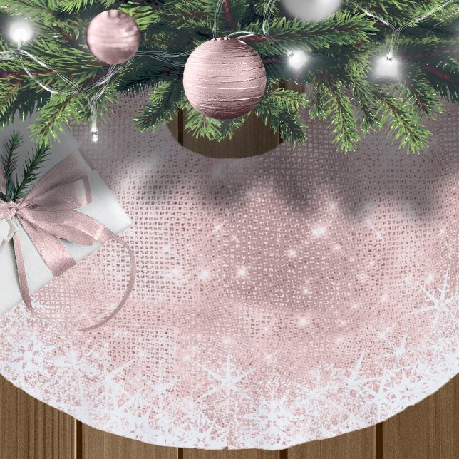 Snowflake Glitter and Shine Rose Gold ID671 Brushed Polyester Tree Skirt (Creator Uploaded)