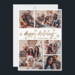 Snowflake Gold and White 5 Photo Collage Christmas Holiday Card<br><div class="desc">Modern Elegant Gold and White Script Snowflake 5 Photo Collage Merry Christmas Script Holiday Card. This festive, minimalist, whimsical five (5) photo holiday greeting card template features a pretty grid photo collage, some snowflake and says „Merry Christmas”! The „Merry Christmas” Calligraphy greeting text is written in a beautiful hand lettered...</div>