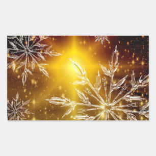 Snowflake gold glow winter ice frost sticker