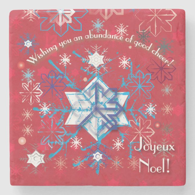 Snowflake Greetings I Stone Coaster (Front)