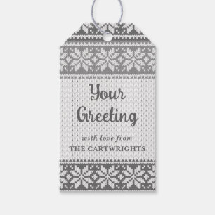 Snowflake Grey Nordic Knit Sweater Your Greeting Gift Tags