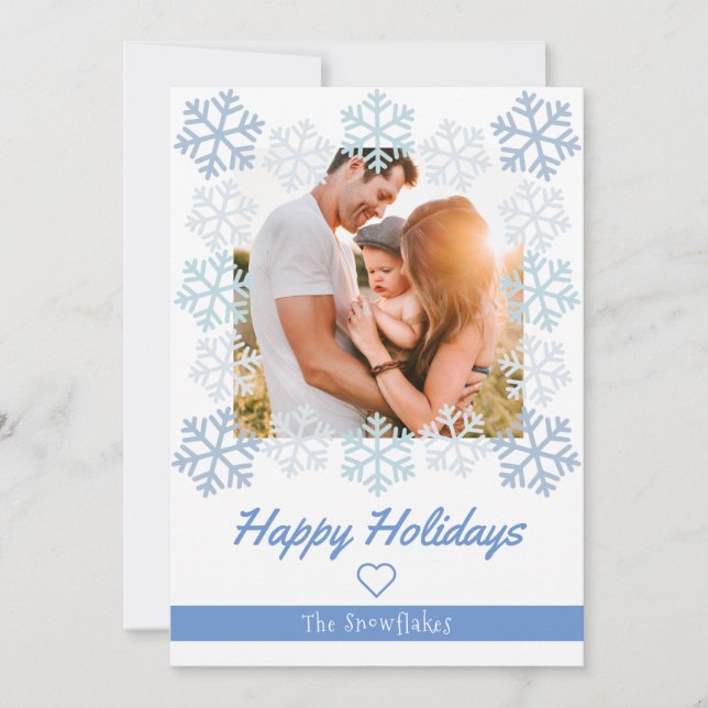 Snowflake Happy Holidays Carte de voeux blanche (Devant)