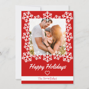 Snowflake Happy Holidays Carte de voeux Rouge