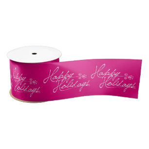 Snowflake Happy Holidays Colour Christmas Ribbon Satin Ribbon