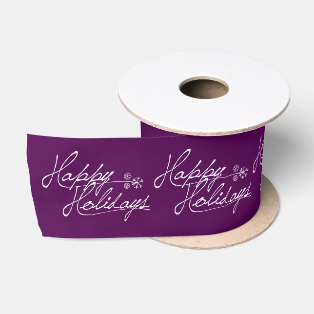 Snowflake Happy Holidays Colour Christmas Ribbon Satin Ribbon (Spool)