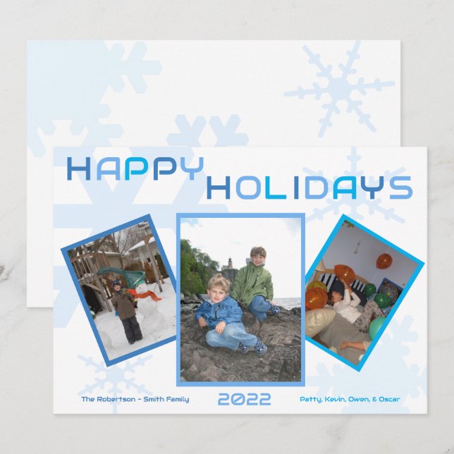 Snowflake Happy Holidays Photo Flat Card (Front/Back)