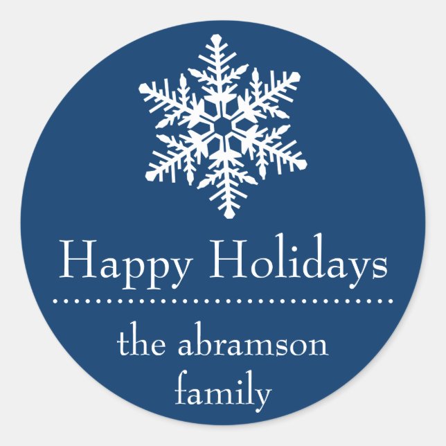 Snowflake Happy Holidays Stickers (Dark Blue) (Front)