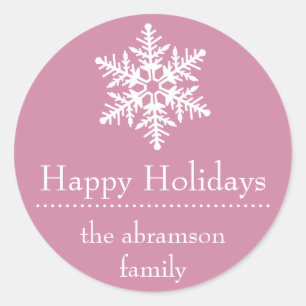 Snowflake Happy Holidays Stickers (Rose)