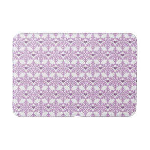 Snowflake Heart Pattern - Custom Background Colour Bath Mat