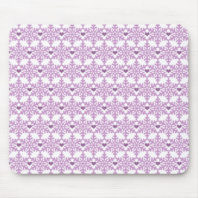 Snowflake Heart Pattern Mouse Pad (Front)