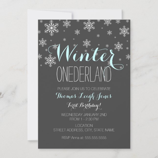Snowflake Hiver Onederland Premier Invitation d'an (Devant)