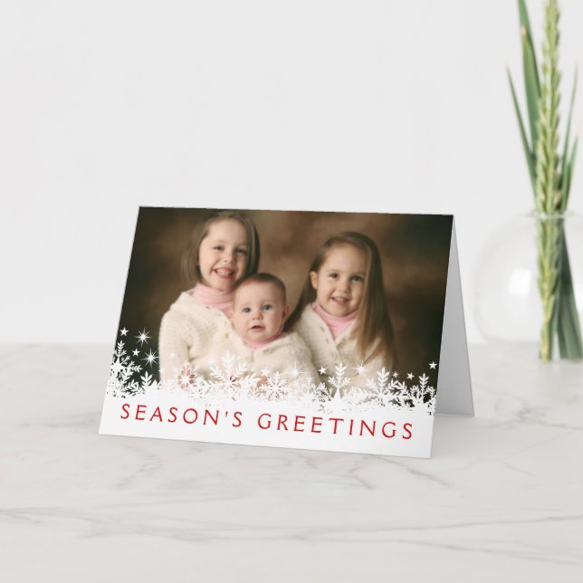 Snowflake Holiday Carte de voeux photo pleine saig (Devant)