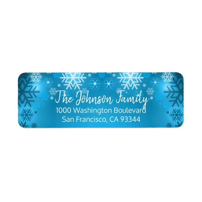 SNOWFLAKE Holiday Christmas Blue Return Adresse (Devant)
