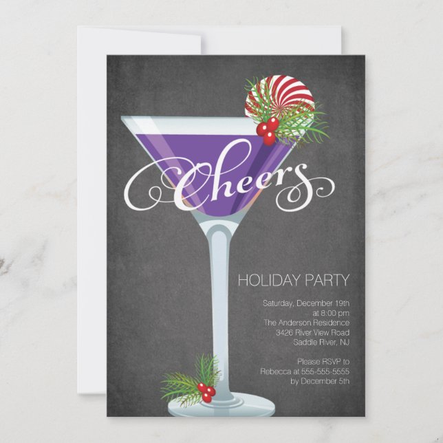 Snowflake Holiday Cocktail Party Invitation (Front)