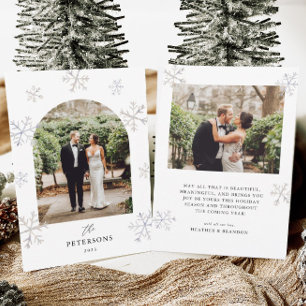 Snowflake Holiday Newlyweds Arched Photo Christmas