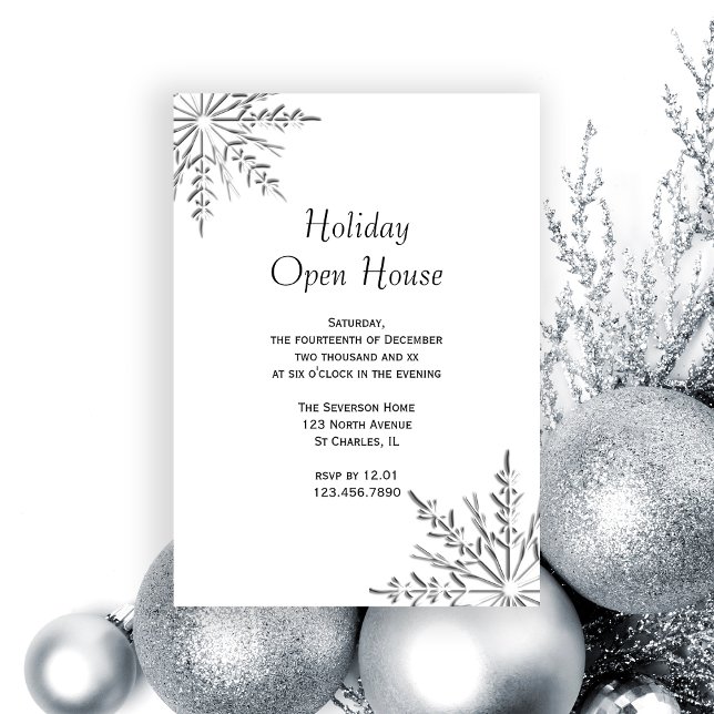 Snowflake Holiday Open House Party Invitation (Creator Uploaded)