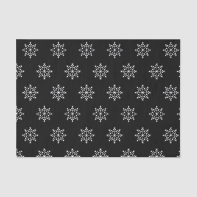 Snowflake Holiday Pattern Christmas Black White Tissue Paper (Front)