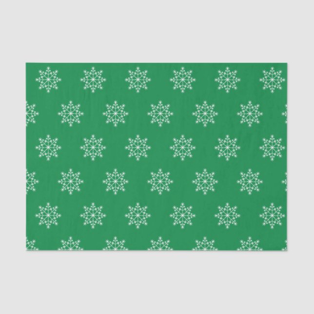 Snowflake Holiday Pattern Christmas Green Tissue Paper (Front)