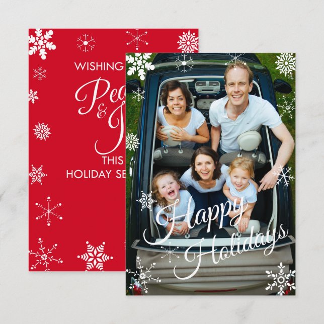 Snowflake Holiday Personalized Flat Greeting Card (Front/Back)