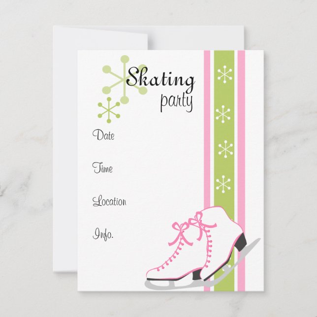 Snowflake Ice Skates Invitation (Front)