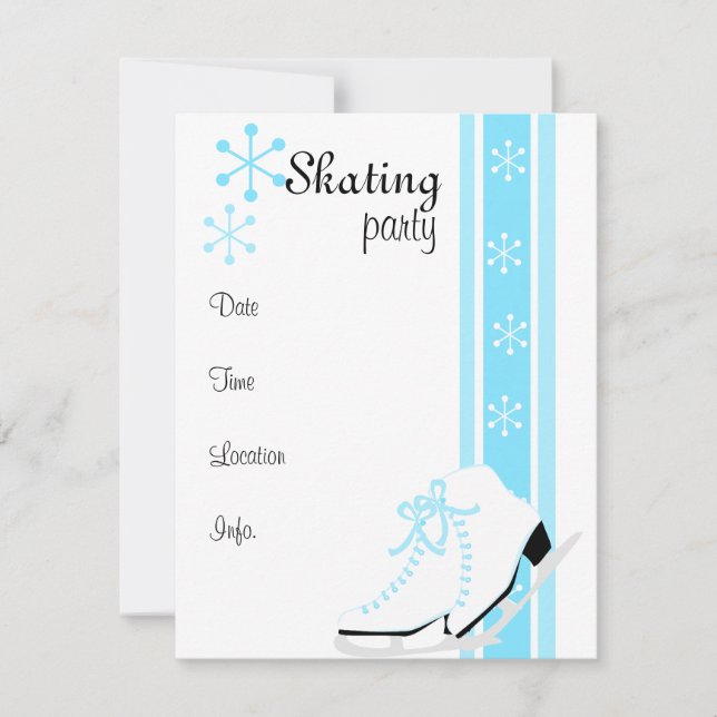Snowflake Ice Skates Invitation (Front)