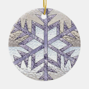 Snowflake in Stained Glass Ceramic Ornament