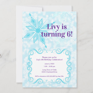 Snowflake Invitation; Winter Wonderland Party Invitation