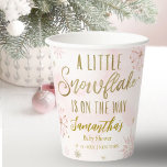snowflake is on the way Baby Shower Paper Cups<br><div class="desc">Adorable calligraphy with snowflakes,  winter-themed baby shower invitations. Easy to personalize with your details. Check the collection to find matching items as enclosure cards.</div>