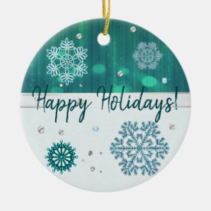 Snowflake Jeweled 3D CUSTOM MESSAGE Ceramic Ornament