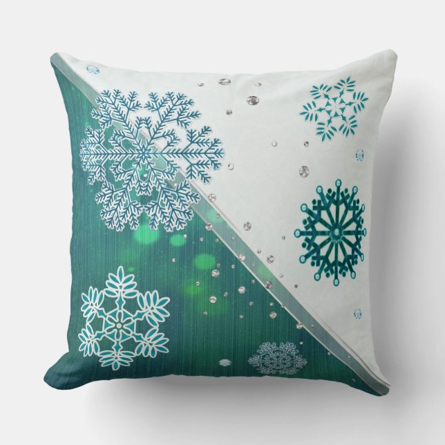 Snowflake Jewelled 3D Throw Pillow (Front)