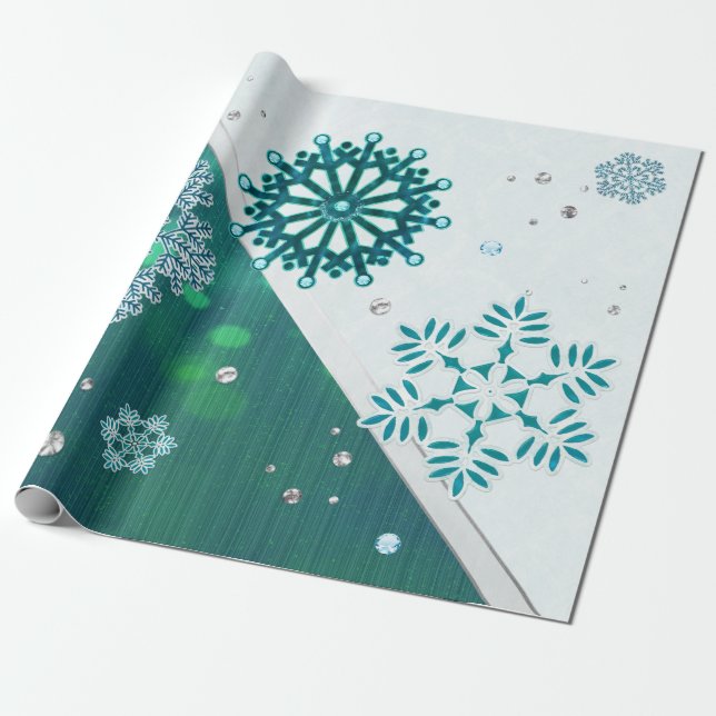 Snowflake Jewelled 3D Wrapping Paper (Unrolled)