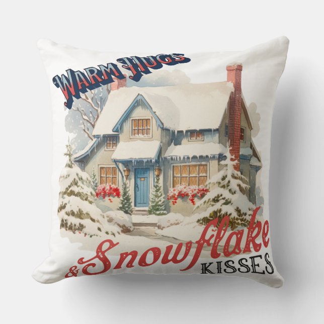 SnowFlake Kisses smaller Throw Pillow (Front)