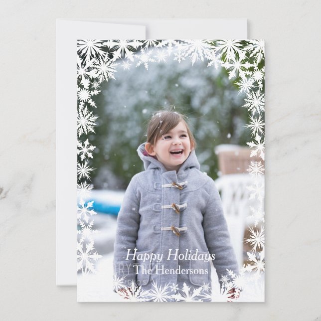 Snowflake Lace Photo Holiday Card (Front)