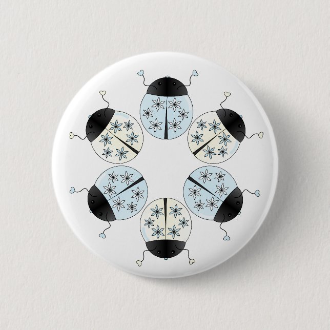Snowflake Ladybug 2 Inch Round Button (Front)