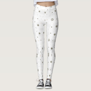 snowflake Leggings, Winter Holiday Yoga Leggings